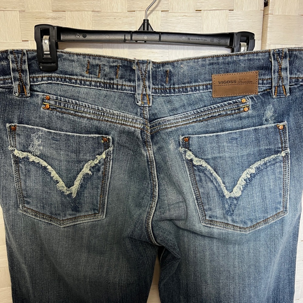 Vigoss USA Premium Denim Mid Rise Dark Wash Bootcut Jeans Juniors Size 13/14 Y2K - Picture 6 of 9